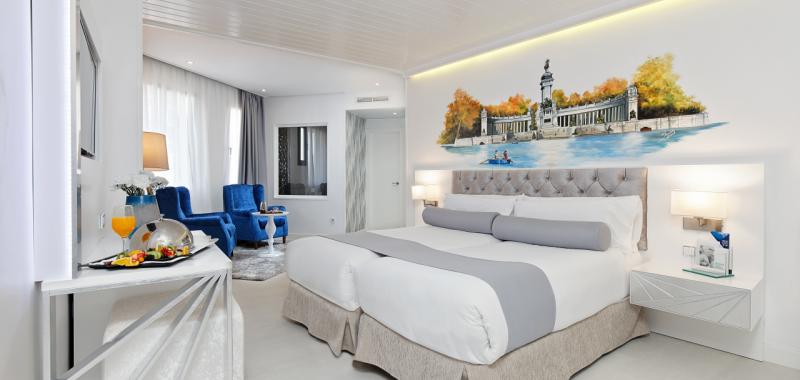 Una de las habitaciones del hotel tematizada con el Parque del Retiro